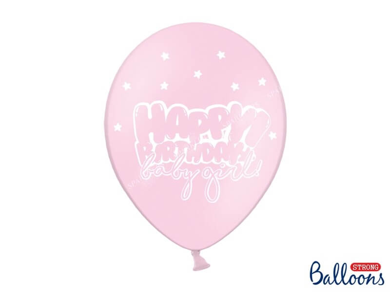 Lot de 10 Ballons "HAPPY BIRTHDAY BABY GIRL" Roses