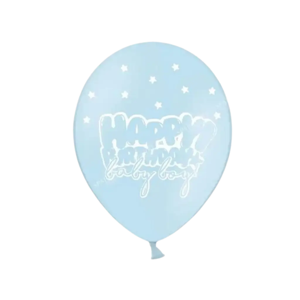 Confezione da 10 palloncini blu HAPPY BIRTHDAY BABY BOY HAPPY