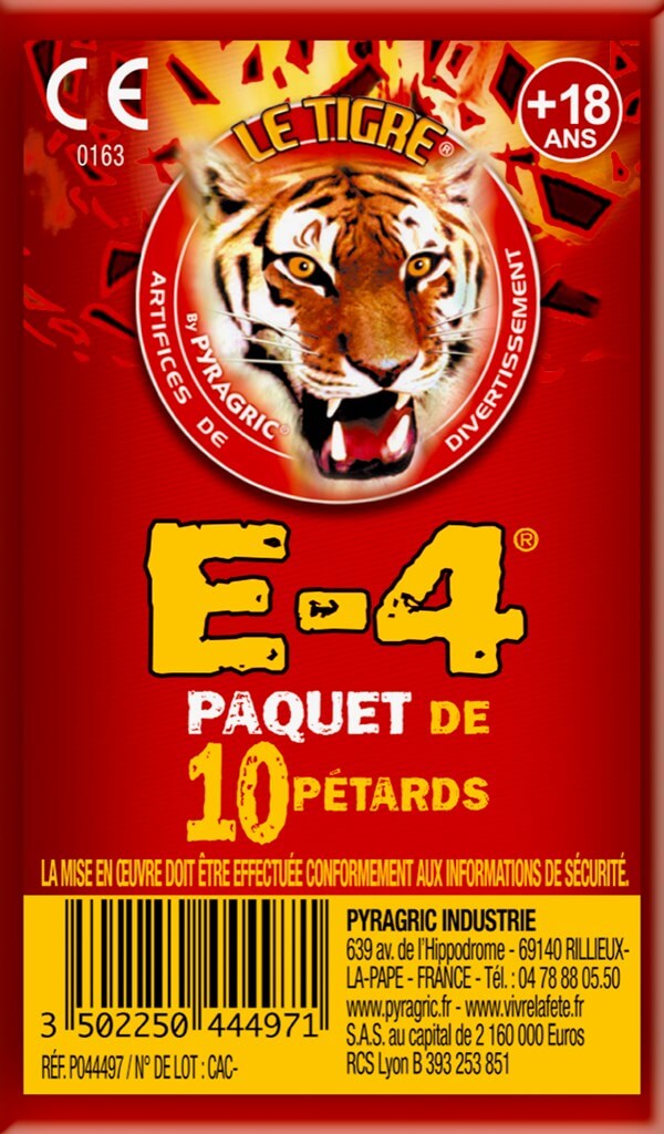 Pétard Le Tigre N°1 - sachet 84 pétards │PYRAGRIC chez Maréco
