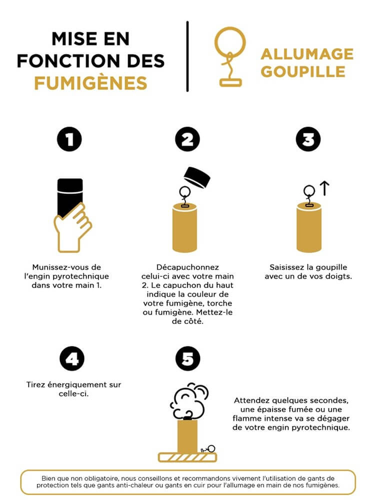 Sachet de 4 fumigènes à main changement de couleur goupille