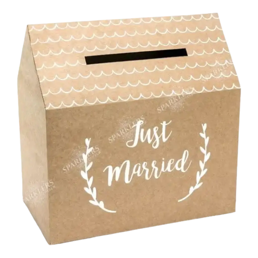 Urne en papier kraft avec inscription "Just Married"