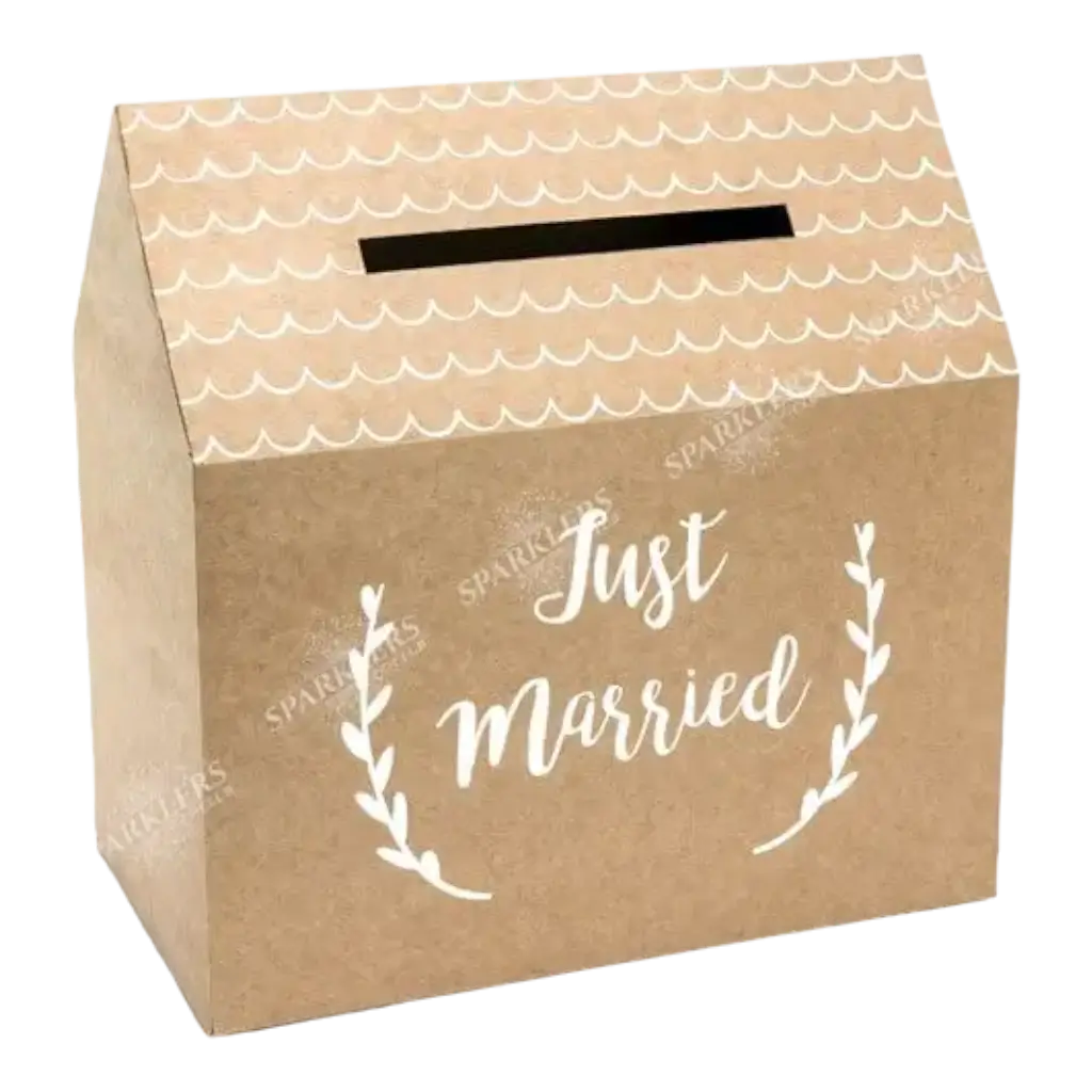 Urne en papier kraft avec inscription Just Married