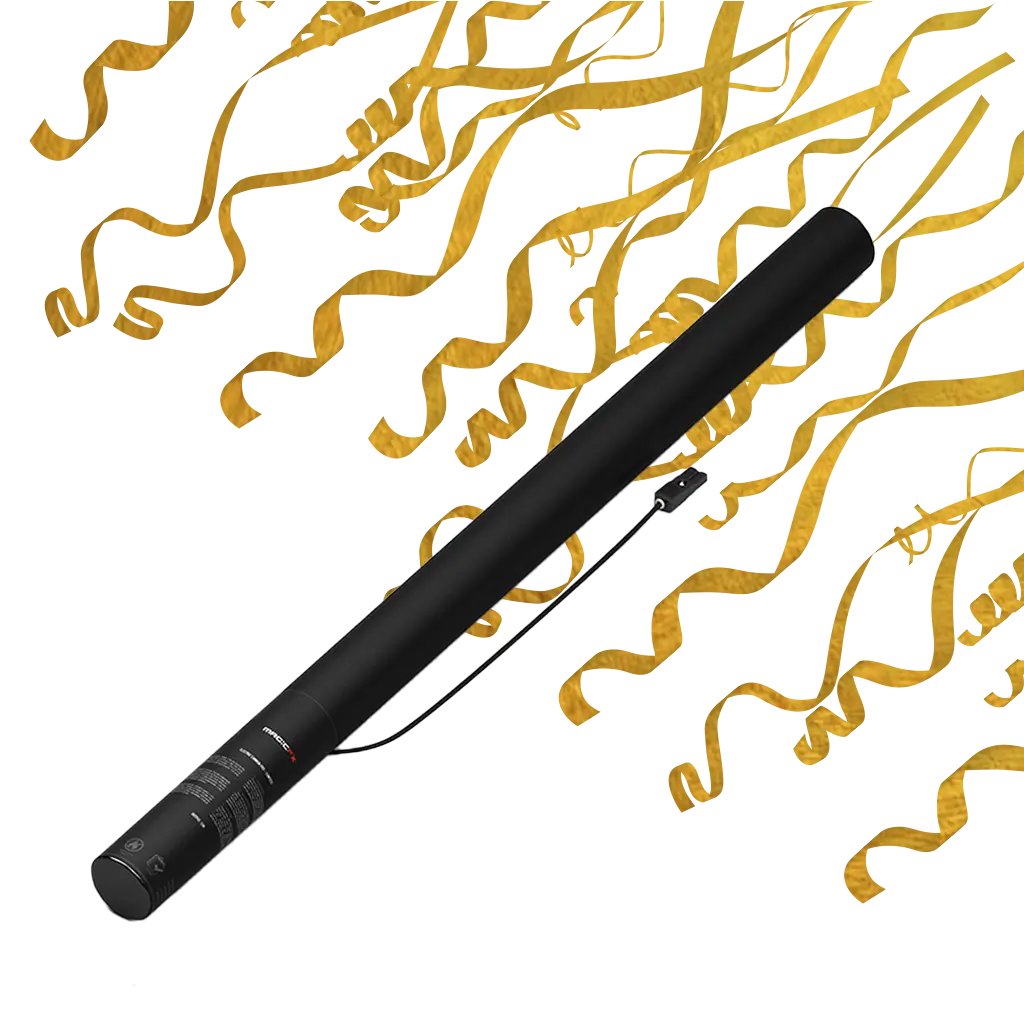 Canon à confettis électrique Streamer Or Métallique 80 cm