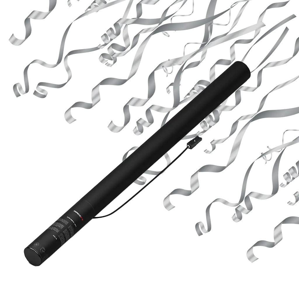 Canon à confettis électrique Streamer Argent Métallique 80cm