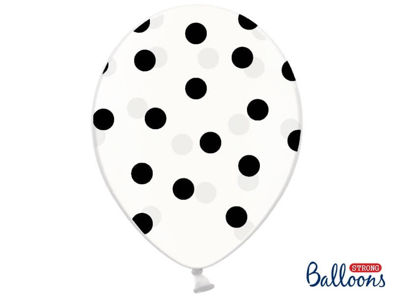 Lot de 50 ballons transparent avec motifs rond noirs