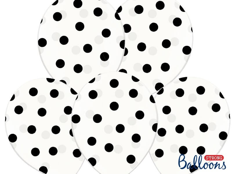 Lot de 50 ballons transparent avec motifs rond noirs
