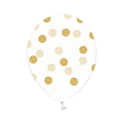 50 ballons transparents avec motifs rond or
