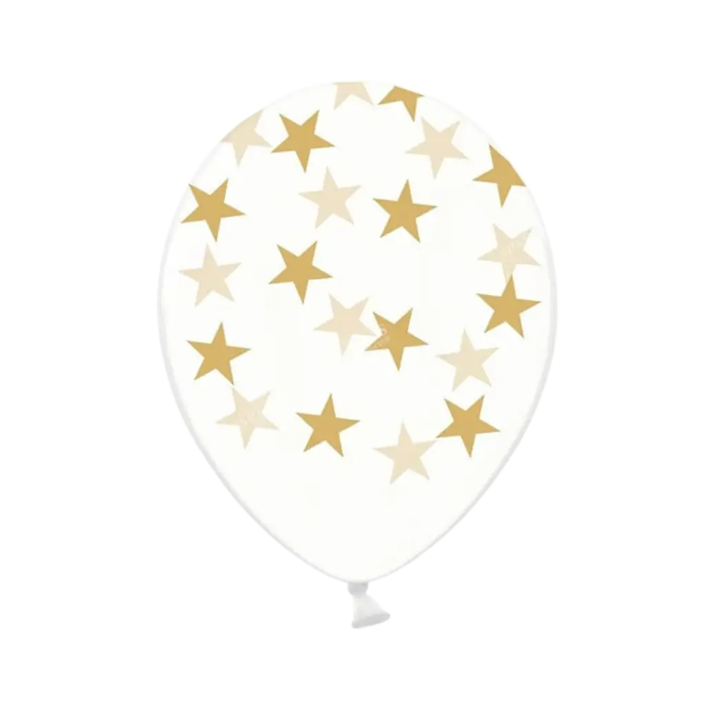 50 palloncini trasparenti con motivo a stella dorata - Sparklers Club