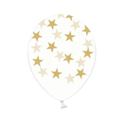 50 ballons transparents avec motif étoile or