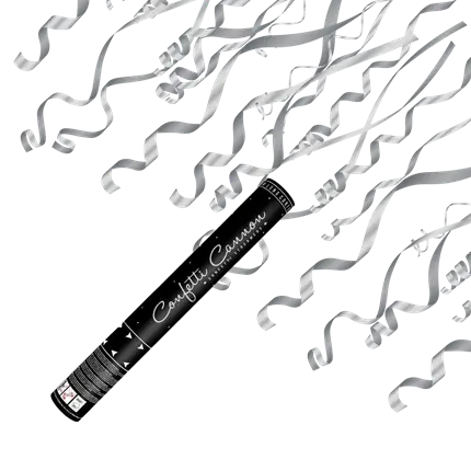 Canons à confettis 40cm Streamer Argent