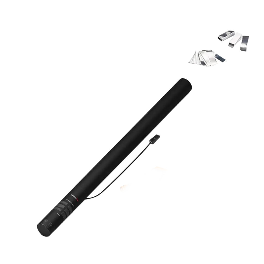 Canon à confettis électrique Blanc & Argent 80 cm