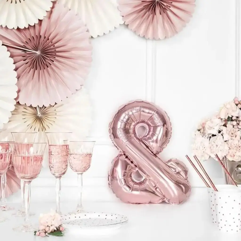 Ballon &amp; Or Rose 35cm