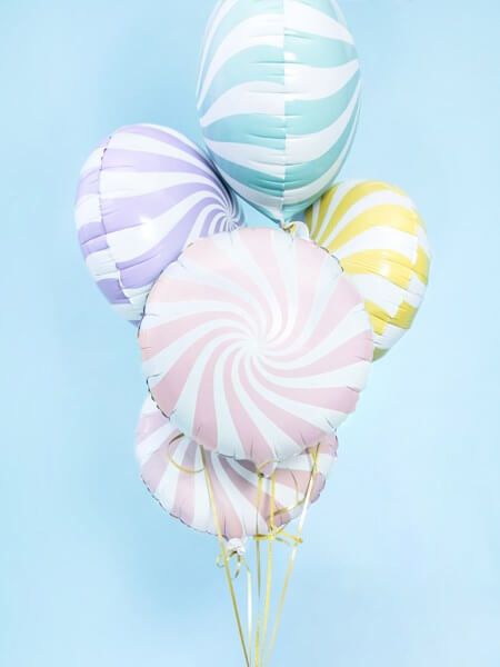 Ballon Aluminium Sucette Rose et Blanc 45cm