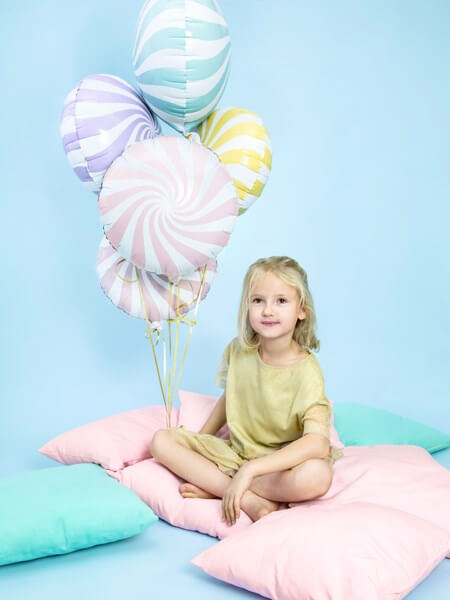 Ballon Aluminium Sucette Rose et Blanc 45cm