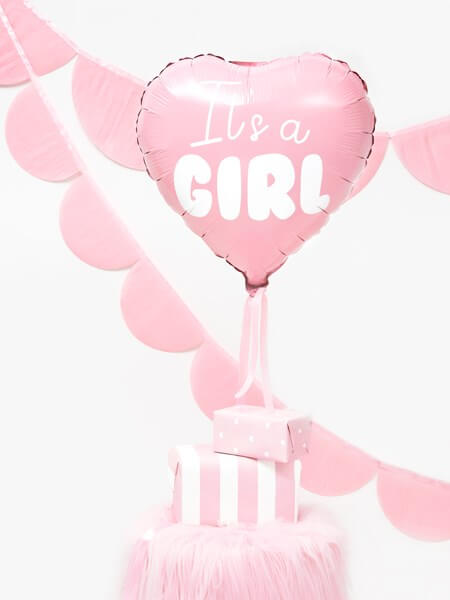 Ballon Coeur Rose "It's a Girl" 45cm