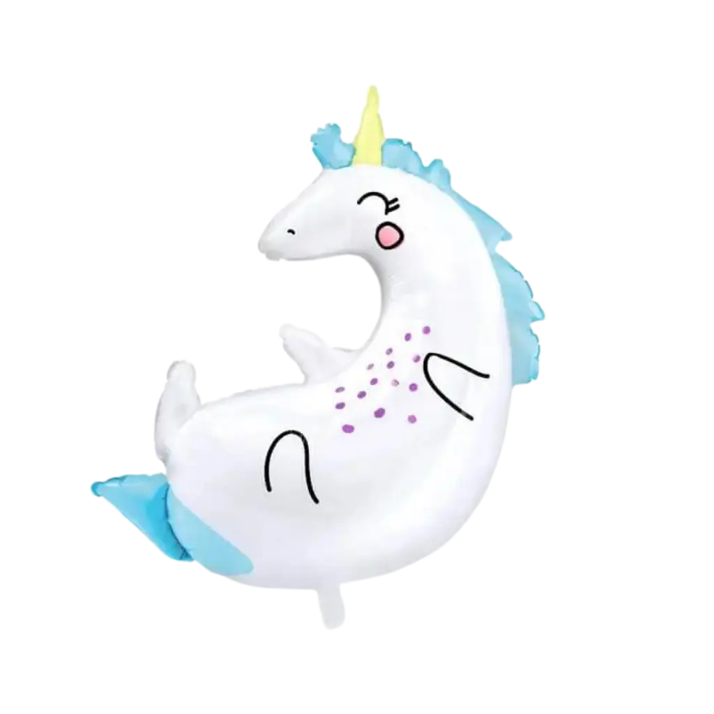 Palloncino Unicorno bianco e blu 70x75cm - Sparklers Club