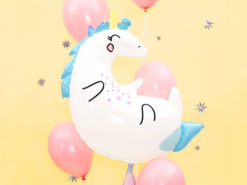 Ballon Licorne blanche et bleu 70x75cm