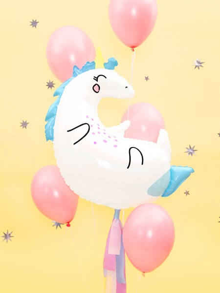 Ballon Licorne blanche et bleu 70x75cm