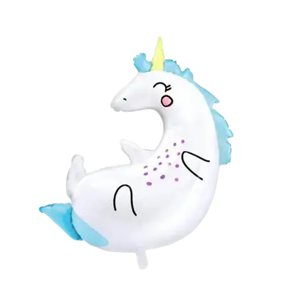 Ballon Licorne blanche et bleu 70x75cm