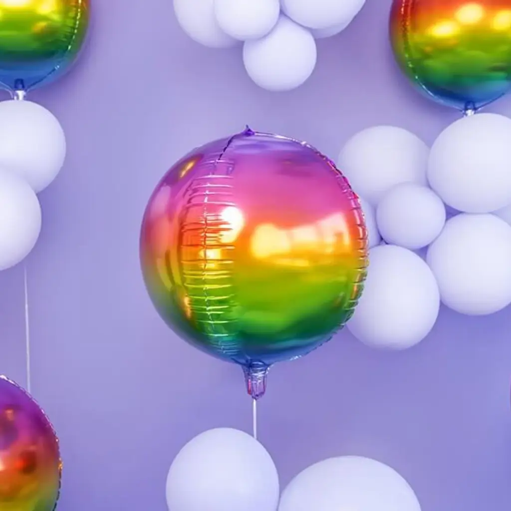 Ballon rond métallique Arc en Ciel 40cm