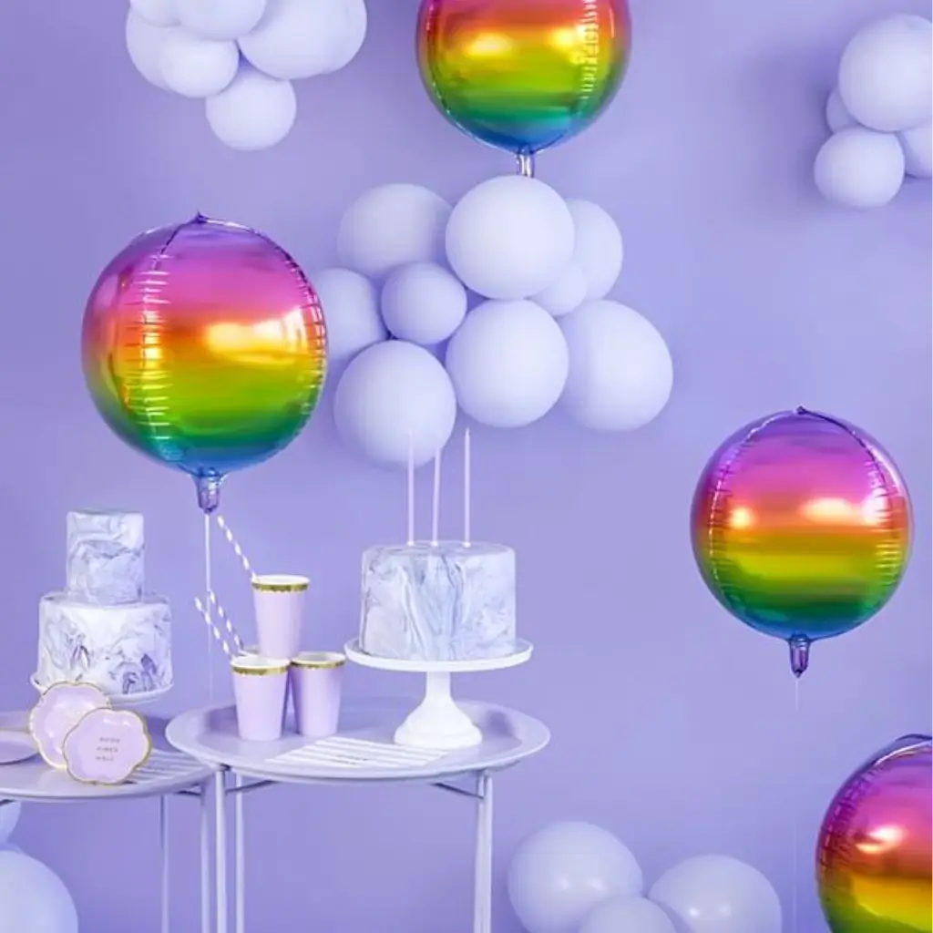 Ballon rond métallique Arc en Ciel 40cm