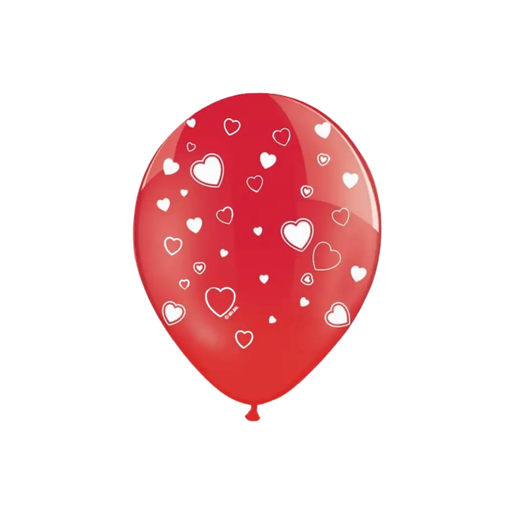 Ballons rouges avec motifs coeurs blancs (lot de 6)