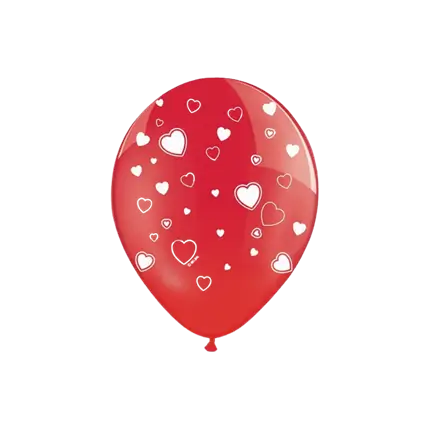 Paquete de 6 globos rojos con diseño de corazones blancos - Sparklers Club