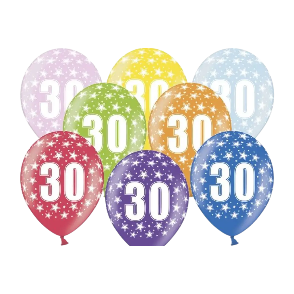 Ballons avec inscription "30" (Lot de 6)