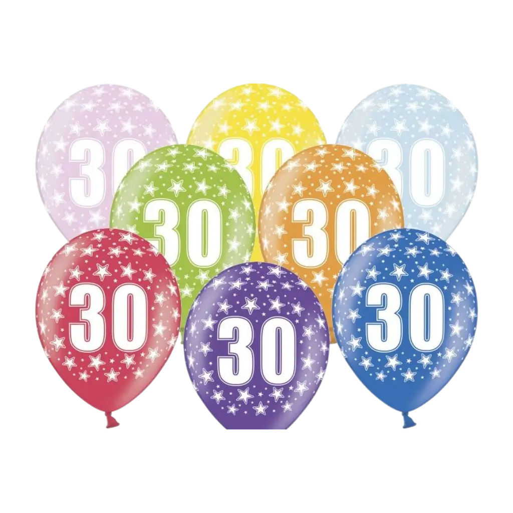 Ballons avec inscription 30 (Lot de 6)