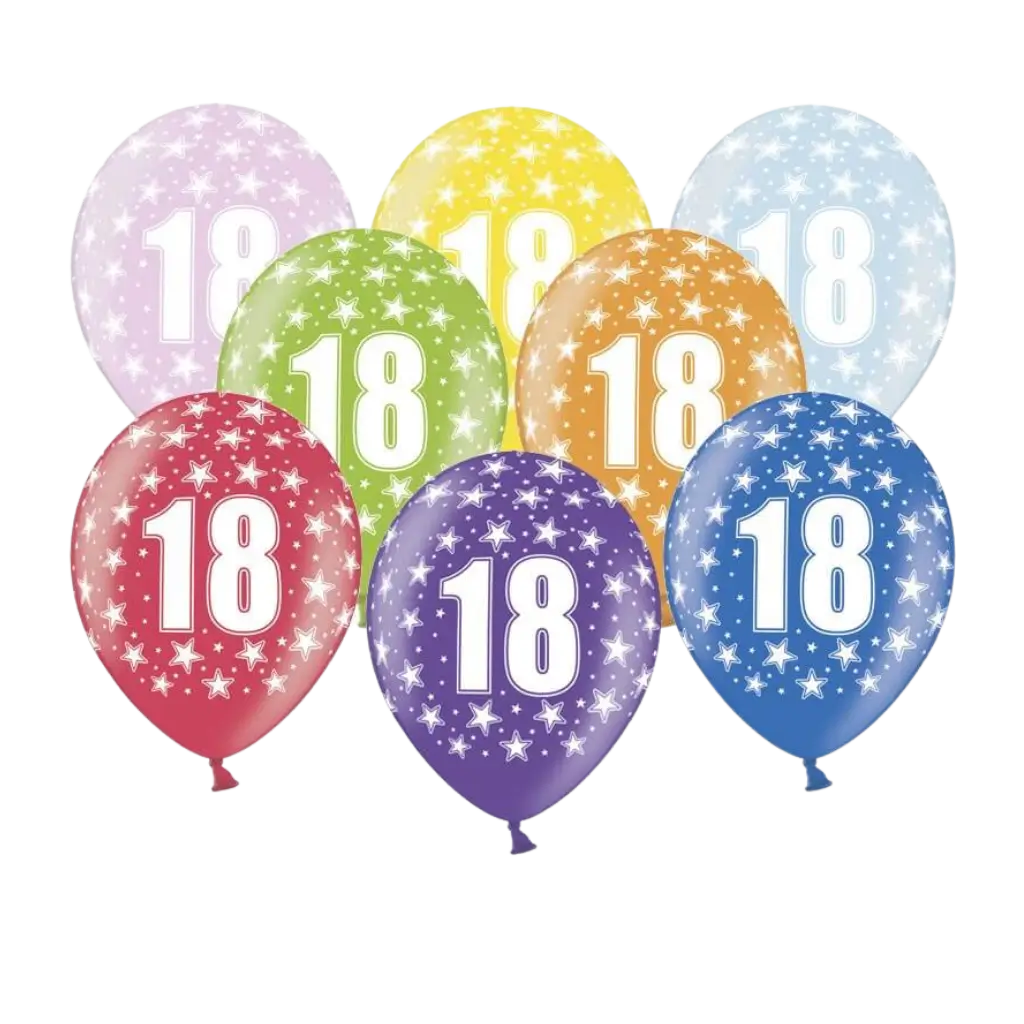 Ballons avec inscription "18" (Lot de 6)