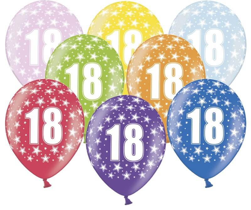 Ballons avec inscription "18" (Lot de 6)