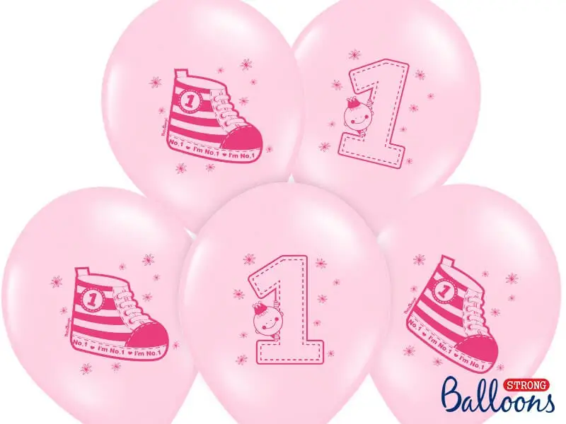 Ballons Sneaker & Numero 1 Roses  (Lot de 6 )