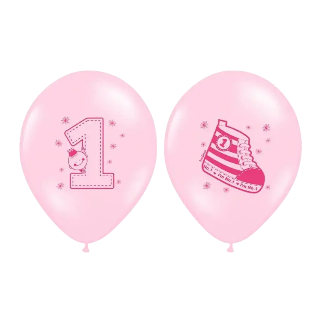 Ballons Sneaker & Numero 1 Roses  (Lot de 6 )