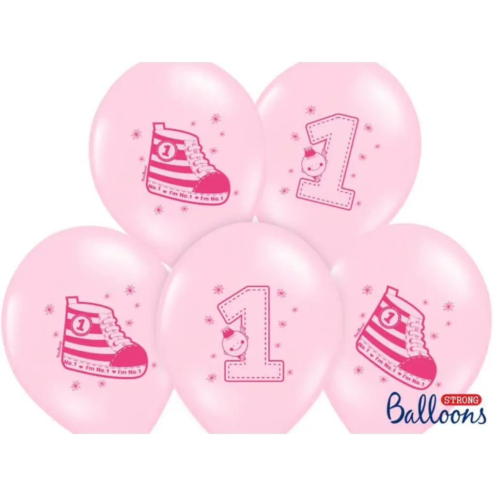 Ballons Sneaker & Numero 1 Roses  (Lot de 6 )