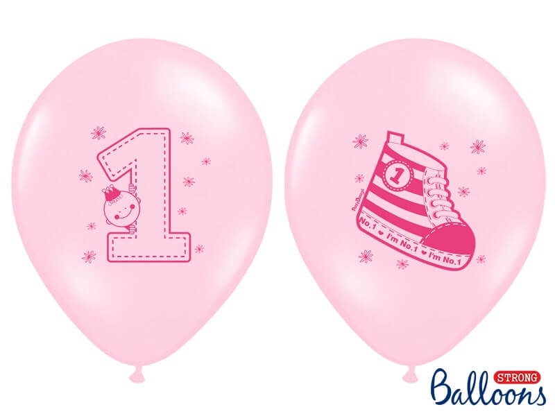 Ballons Sneaker & Numero 1 Roses (Lot de 6 ) : Ballons anniversaire 1 an  sur Sparklers Club