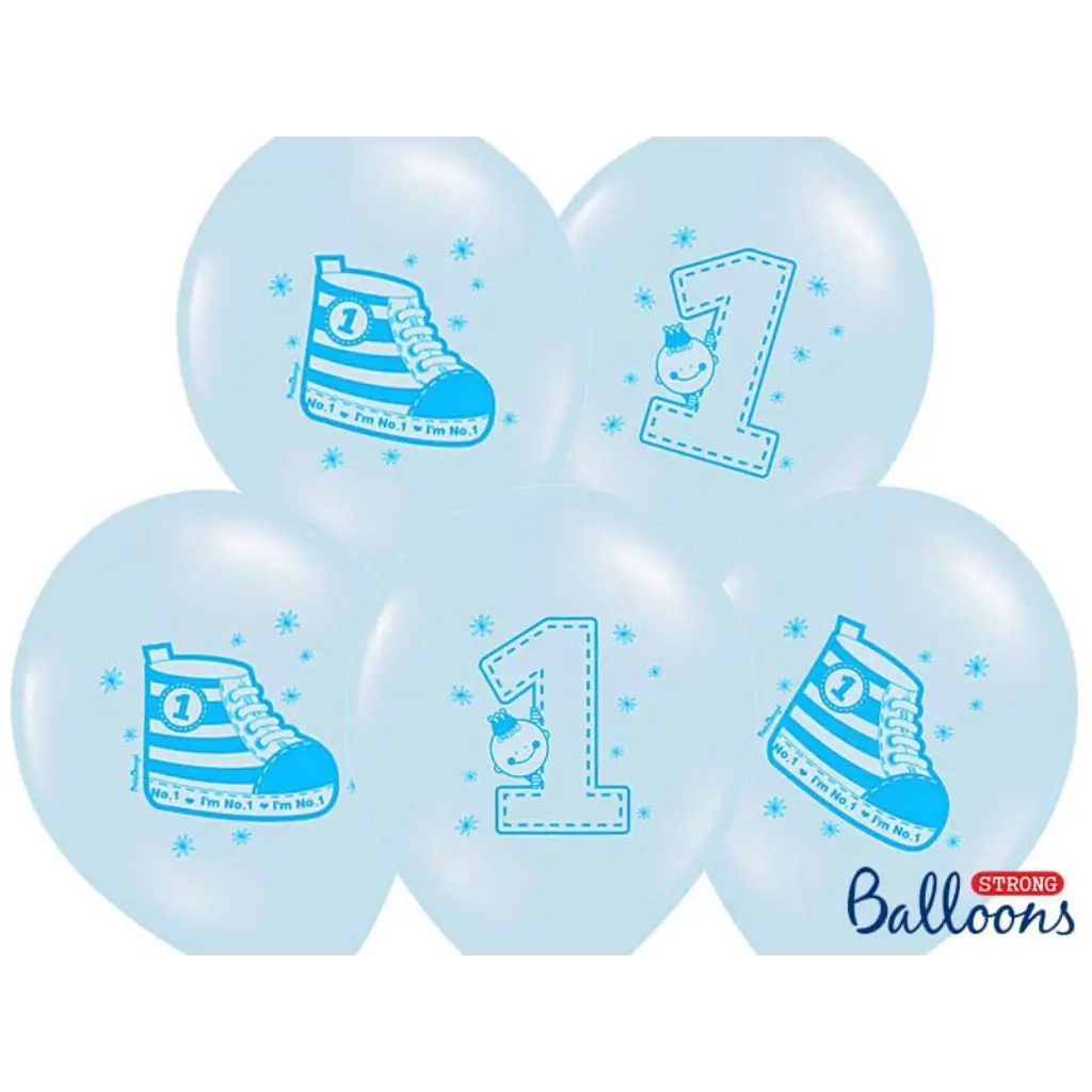  Ballons Sneaker & Numero 1 Bleus (lots de10)