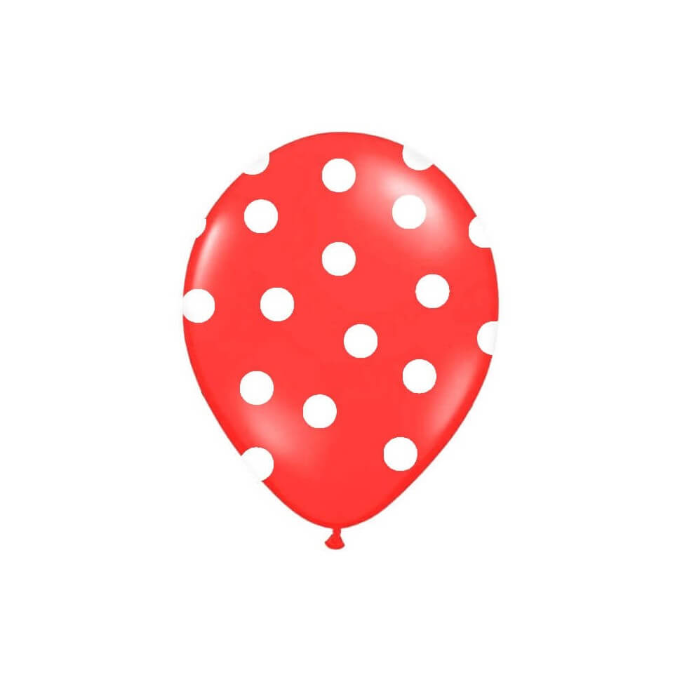 Ballons rouges avec motifs ronds blancs (lot de 6)
