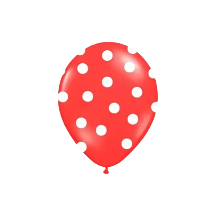 Ballons rouges avec motifs ronds blancs (lot de 6)