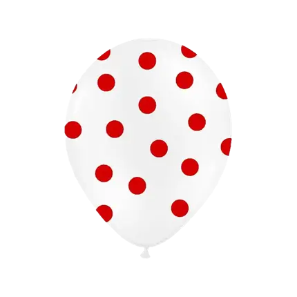 Lot de 10 ballons blancs avec motifs ronds rouges