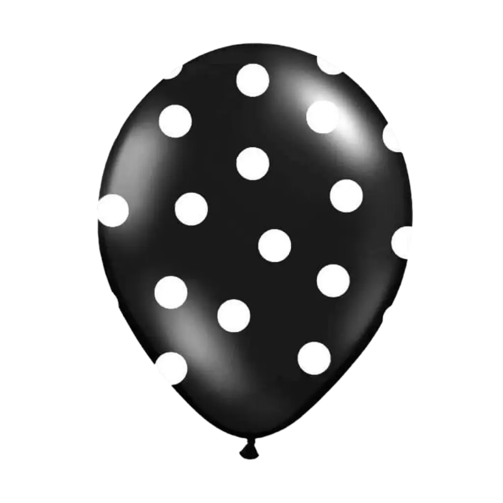 Ballons noirs avec motifs ronds blancs (Lot de 6)