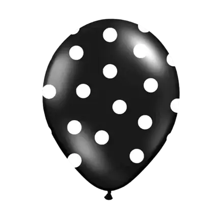 Ballons noirs avec motifs ronds blancs (Lot de 6)