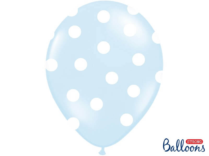 Ballons bleus avec motifs ronds blancs (Lot de 6)