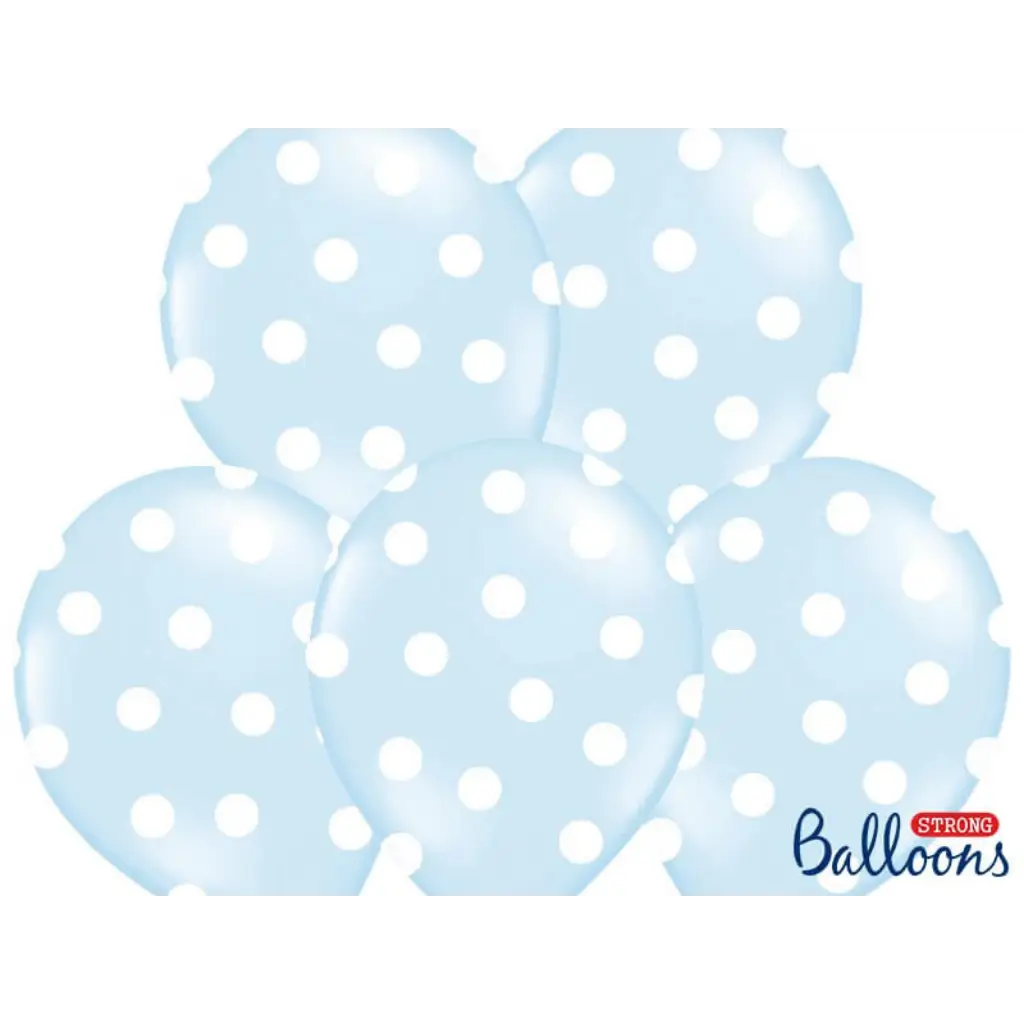 Ballons bleus avec motifs ronds blancs (Lot de 6)