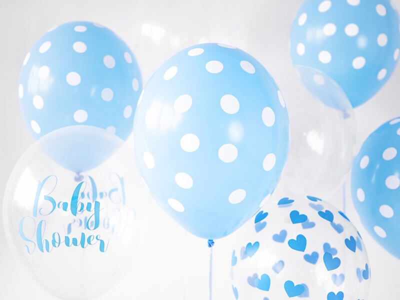 Ballons bleus avec motifs ronds blancs (Lot de 6)