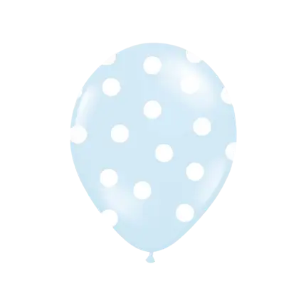 Ballons bleus avec motifs ronds blancs (Lot de 6)