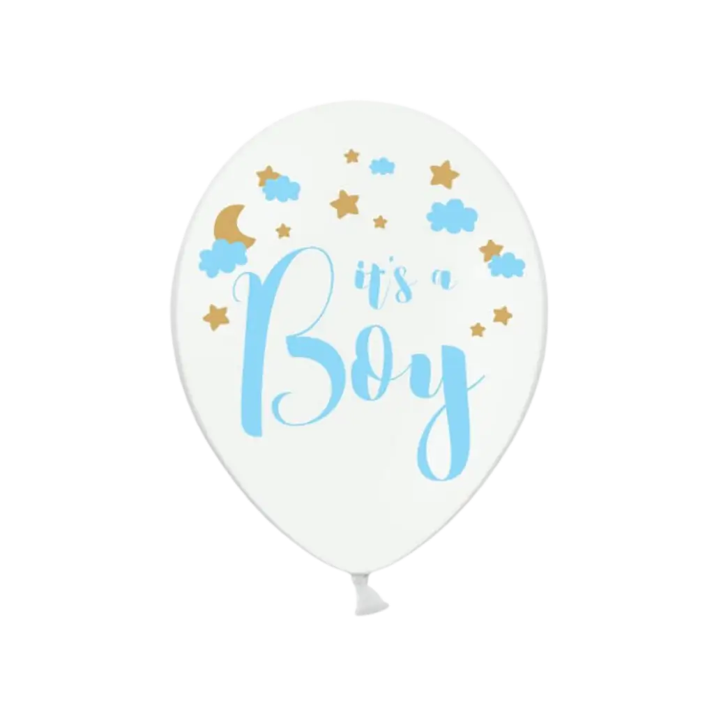 Lot de 6 ballons blancs avec inscription It&#39;s a Boy 