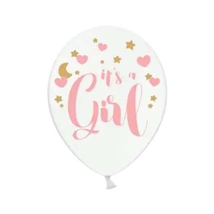 Lot de 6 ballons blancs avec inscription "It's a Girl"