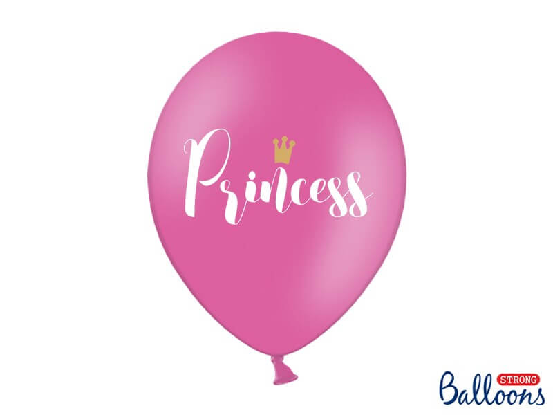 Lot de 10 ballons roses fuchsias avec inscription PRINCESS