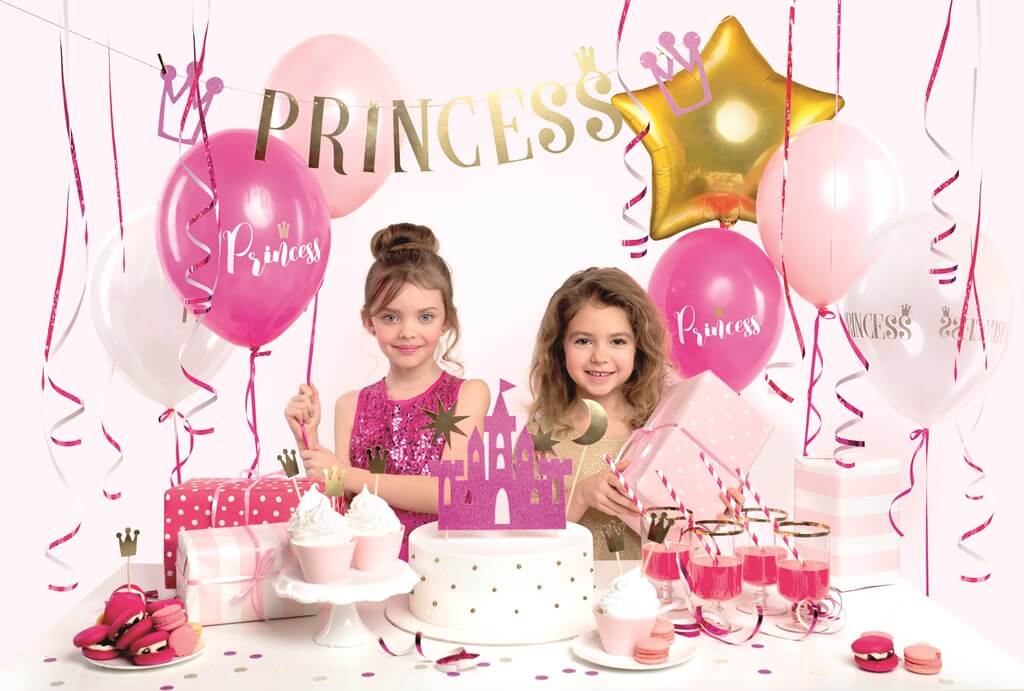 Lot de 10 ballons roses fuchsias avec inscription PRINCESS