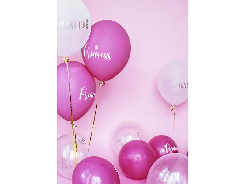 Lot de 10 ballons roses fuchsias avec inscription PRINCESS
